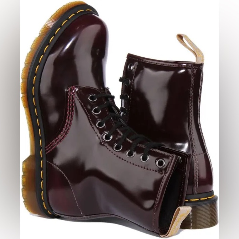 New Dr. Martens Women's bovver Boots, Burgundy Size 7 - Picture 8 of 10